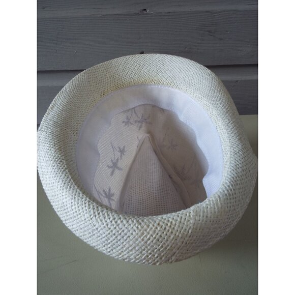 Fedora Palm Tree Print White Straw Hat NEW - Picture 6 of 7
